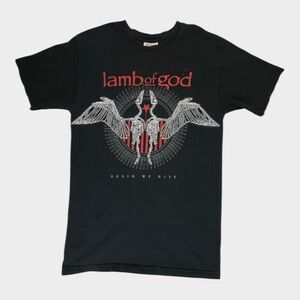 Lamb of God Again We Rise Band T-Shirt‎ Mens Small Black Hanes Heavyweight Metal
